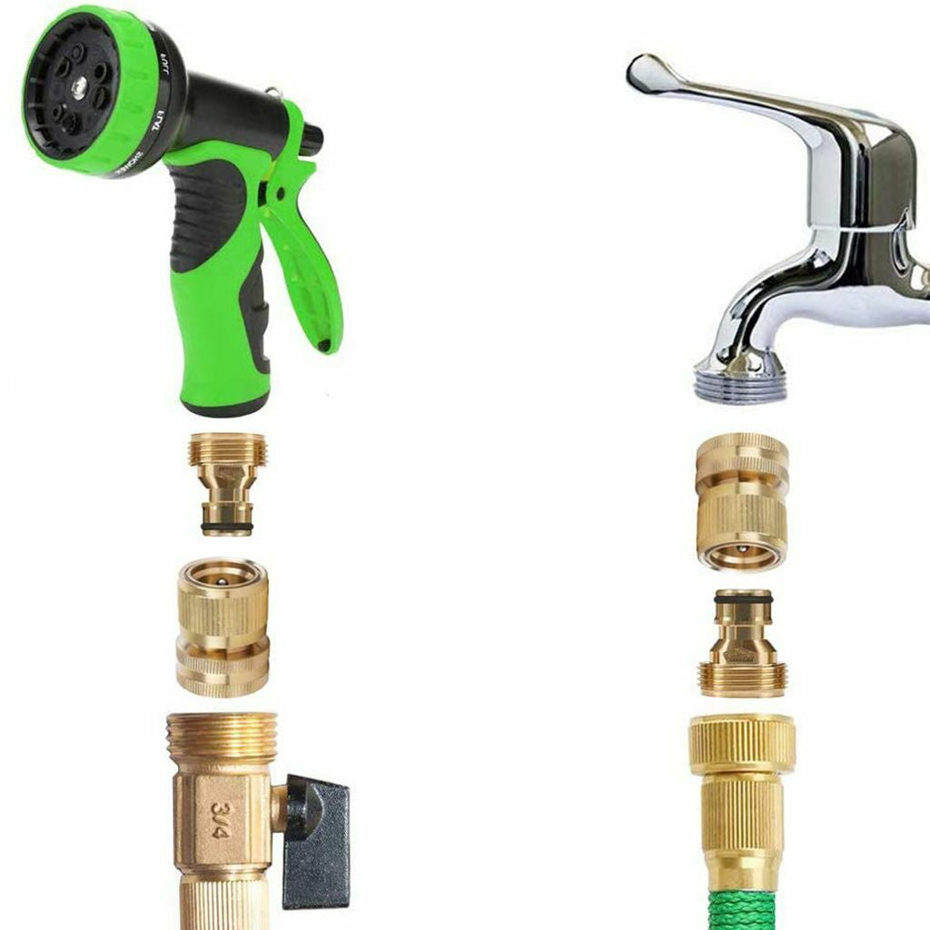 Quick Connect Brass Garden Hose Set 3/4" – Leak-Free, Durable & Easy to Use – Universal Fit for Hose, Spigot & Nozzle – Fast Install & Disconnect