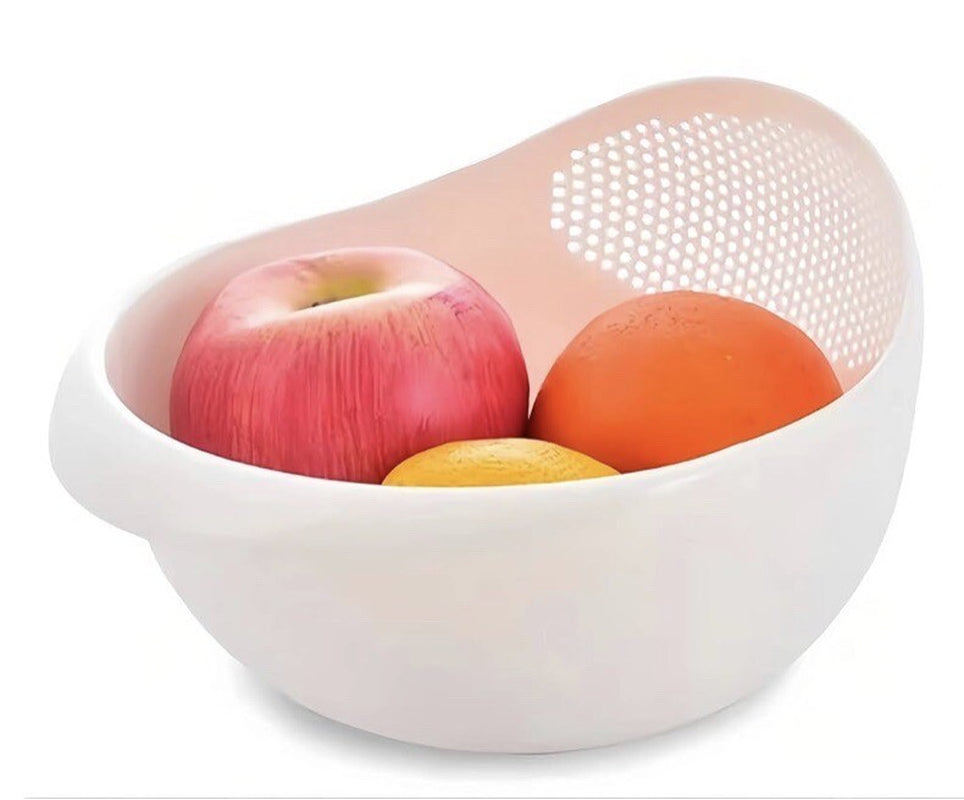 Multi Use Rice Washing Vegetable Fruit Strainer White Bowl Rice Washer