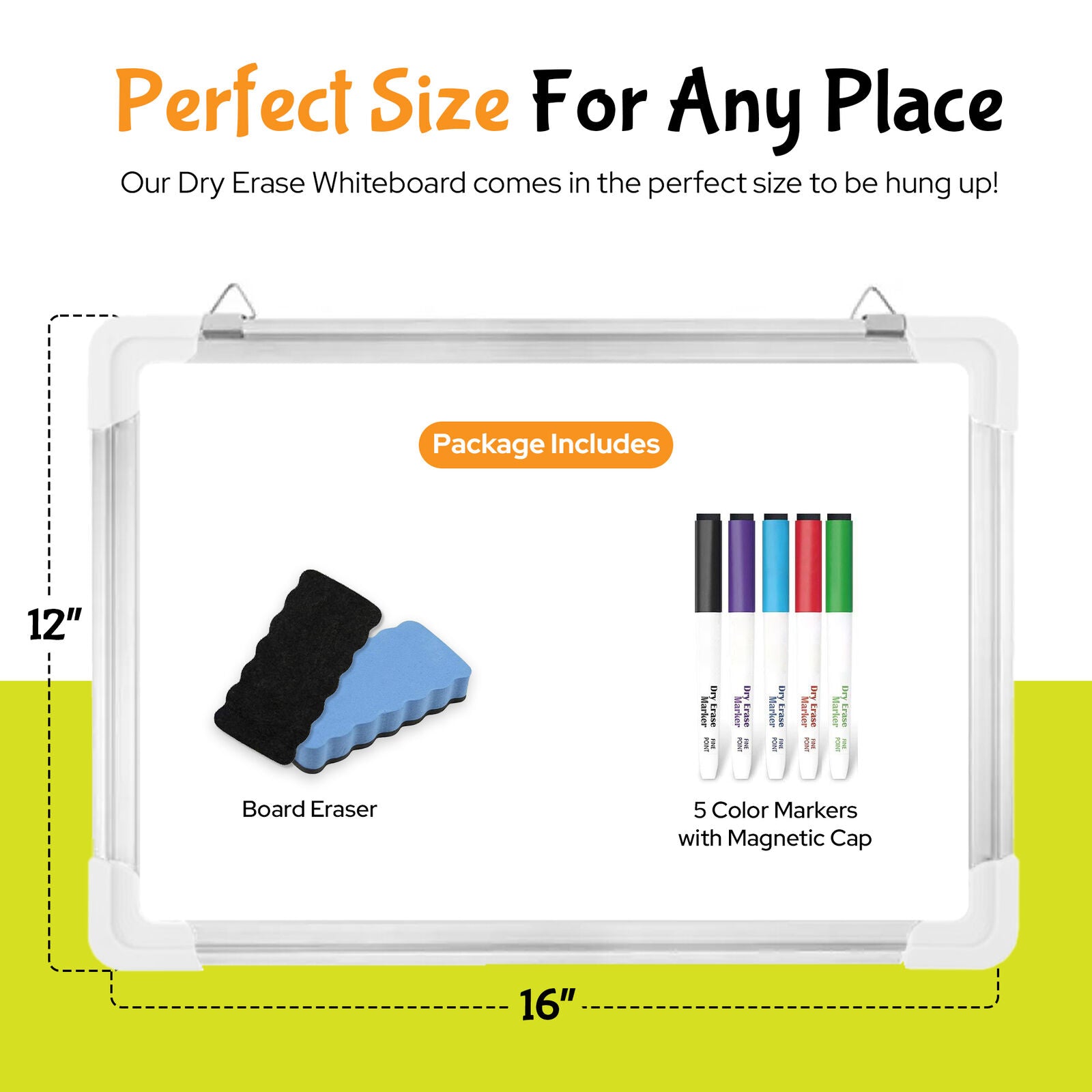 Dry Erase Board for Wall, 15"X12" Hanging Whiteboard with Double-Sided Lap Board