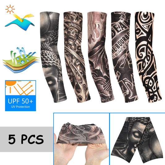 10/5Pcs Tattoo Cooling Arm Sleeves Cover Basketball Golf Sport UV Sun Protection