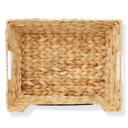 2Pk Wide Pantry Baskets, Hyacinth Wicker Kitchen Storage Bins for Shelves