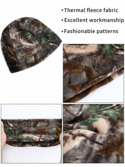 Camo Tactical Thermal Skull Cap Winter Warm Skiing Fleece Beanie Hat Men Womem
