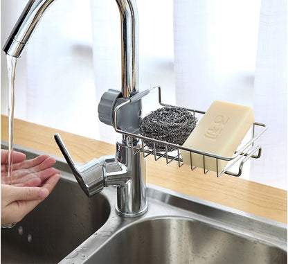 Kitchen Sink Caddy Organizer over Faucet Sponge Holder Hanging Faucet Drain Rack