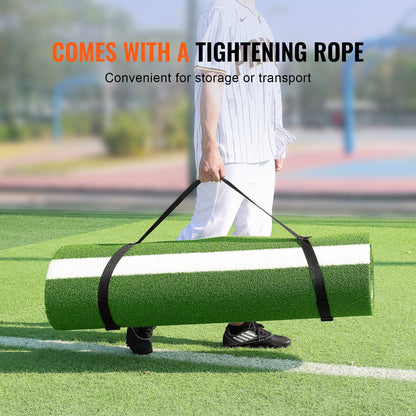 Baseball Softball Hitting Mat 10x3.8FT – Non-Slip Batting Mat w/Stride Lines, Thick Foam Backing, Durable Turf, Easy to Store – Perfect for Training !