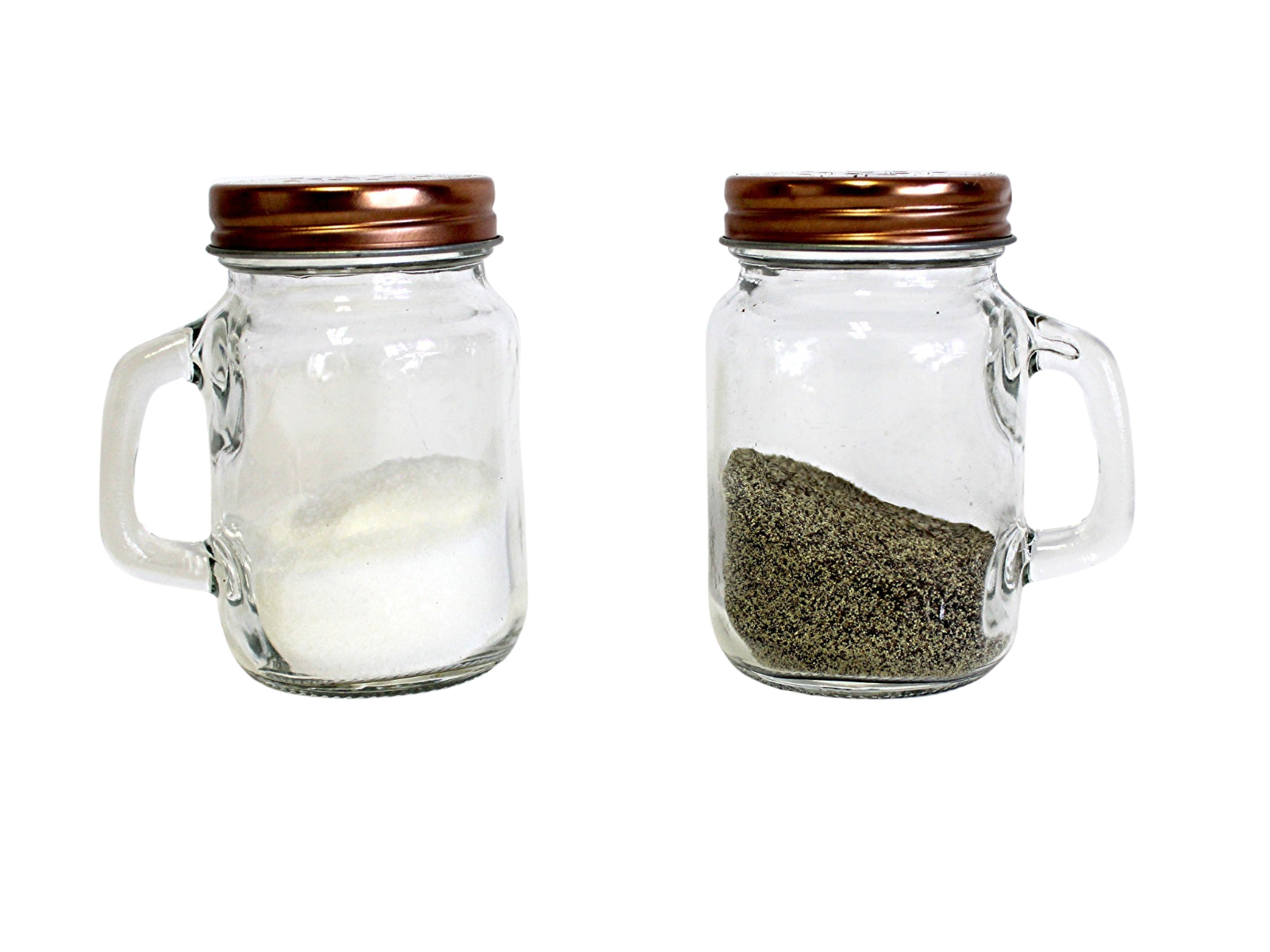 Retro Mason Jar Salt & Pepper Shaker Set – Clear Glass W/ Steel Lids, 3.25"