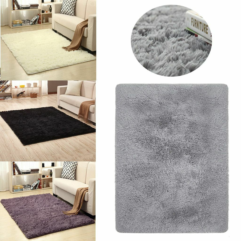 Fluffy Rugs Anti-Skid Shaggy Area Rug Dining Room Carpet Floor Mat Home Bedroom