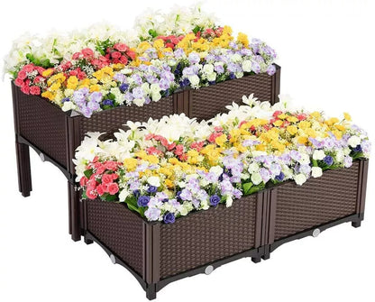 2X Elevated Rectangular Raised Garden Bed Flower Vegetable Grow Planter Care Box