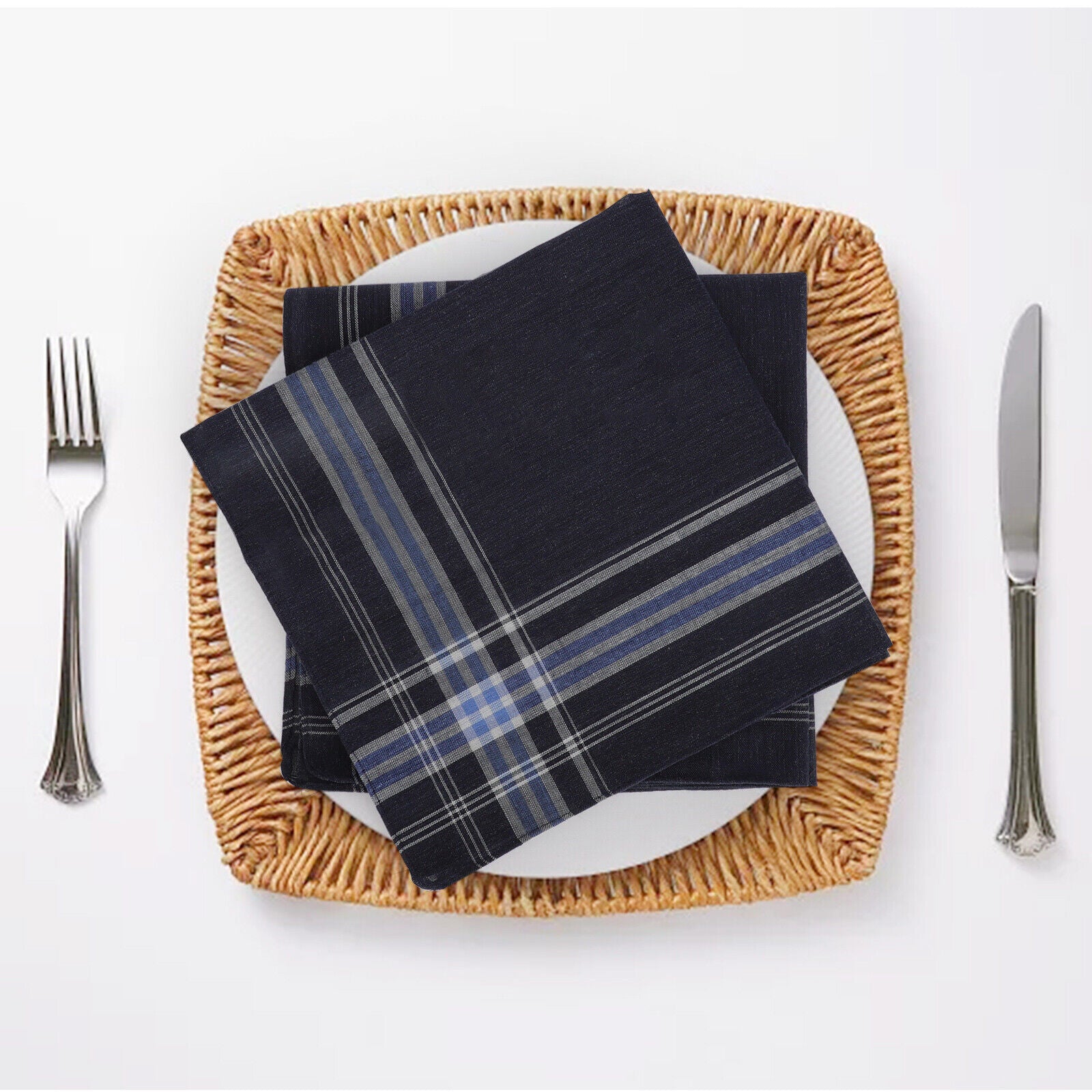 12Pcs Men Handkerchiefs Classic Hankies Cotton Hanky Pocket Square Perfect Gift