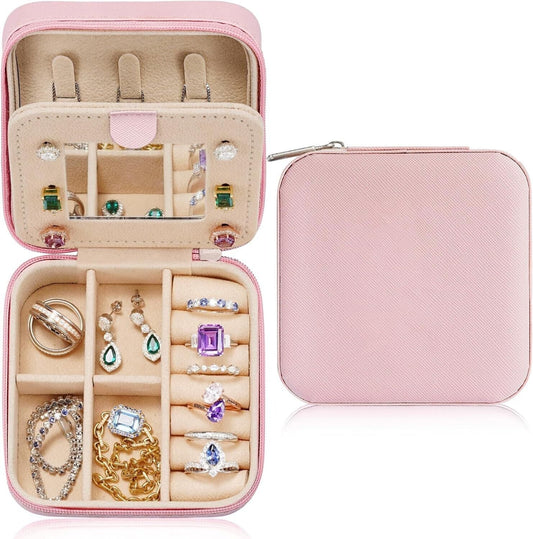 Personalized Travel Jewelry Case for Women & Girls – Small PU Leather Organizer with Initial Letter Design, Waterproof, Velvet Interior, Gift for Her