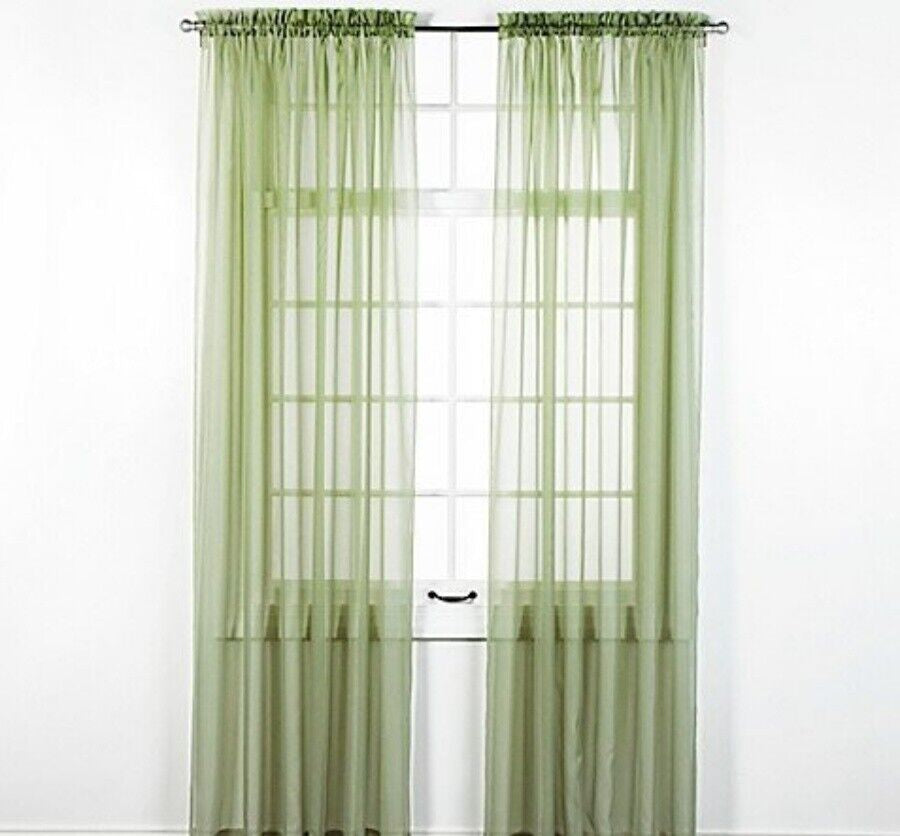 2 Piece Sheer Voile Window Elegance Curtains Drape Treatment 63, 84 Length