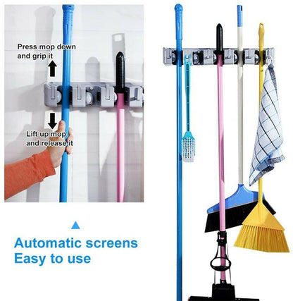 Multi-function Magic Wall Mounted Broom and Mop Holder – Space-Saving Organizer for Cleaning Tools, Easy Install, Anti-Slip Grip, Heavy-Duty Storage 