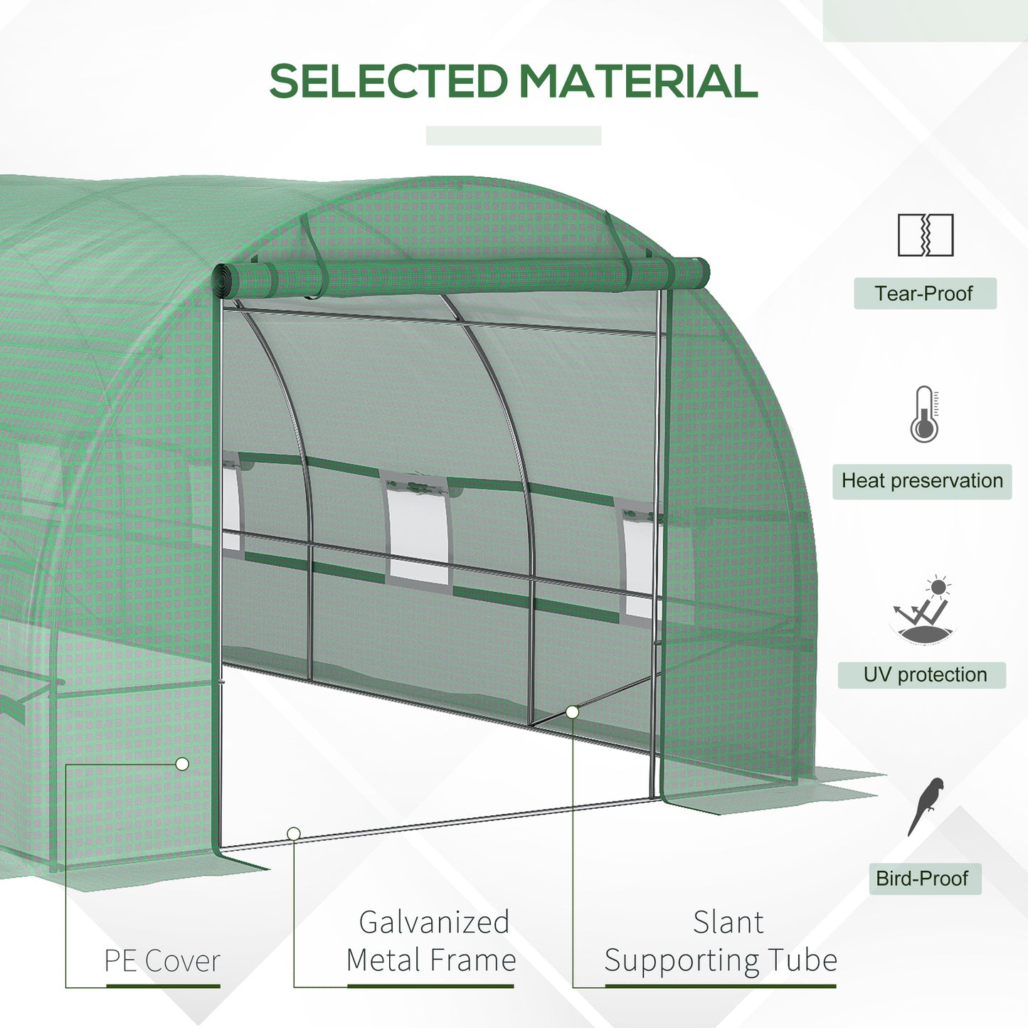 Heavy Duty Walk-In Greenhouse 20x10x7ft - Outdoor Plant Grow House, UV-Resistant PE Cover, Reinforced Steel Frame, Vent Windows, Zipper Door