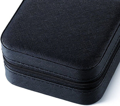 Black Jewelry Travel Case Box – Ring, Earring & Necklace Organizer for Women – Faux Leather, Compact & Stylish for Gift Giving, Storage & Display