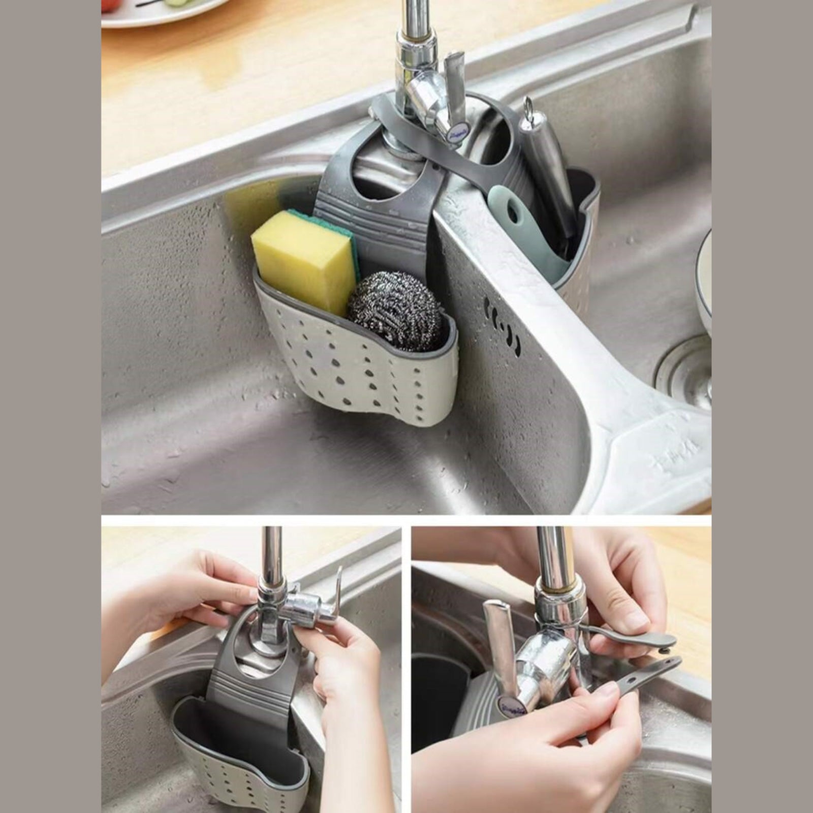 Sink Caddy Basket Kitchen Sink Sponge Holder Shower Caddy Soap & Brush Holder