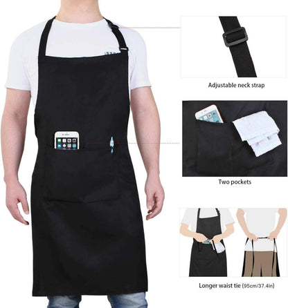 Kitchen Apron Chef Apron for Men and Women Professional for Cooking with Pockets Adjustable Strap Lightweight Washable