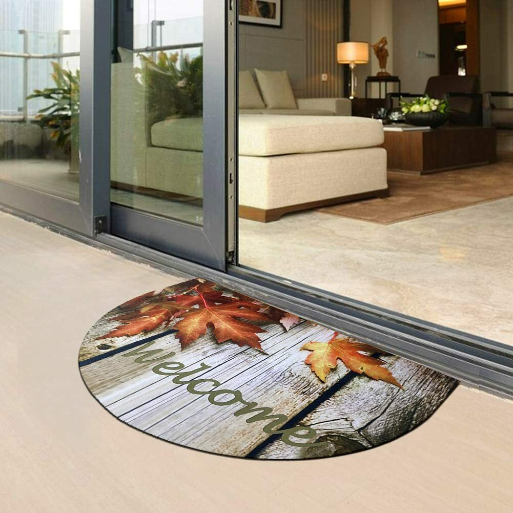 Half round Rubber Door Mat, Decorative Indoor Outdoor Non Slip Front Door Mat