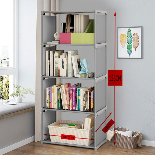 Book Cabinet Rack 4-Tier Bookcase Shelving Storage Organizer Bookshelf Stand