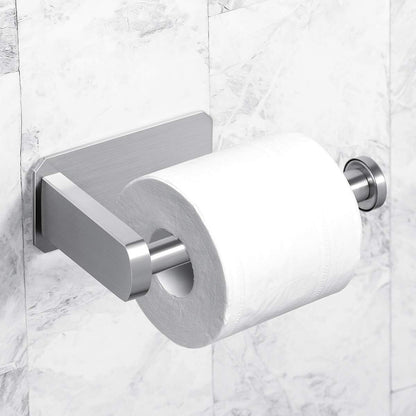 Self-Adhesive Toilet Paper Holder - No Drilling, Rustproof 304 Stainless Steel, Wall Mount for Bathroom, Kitchen & RV, Easy Install & Durable Design