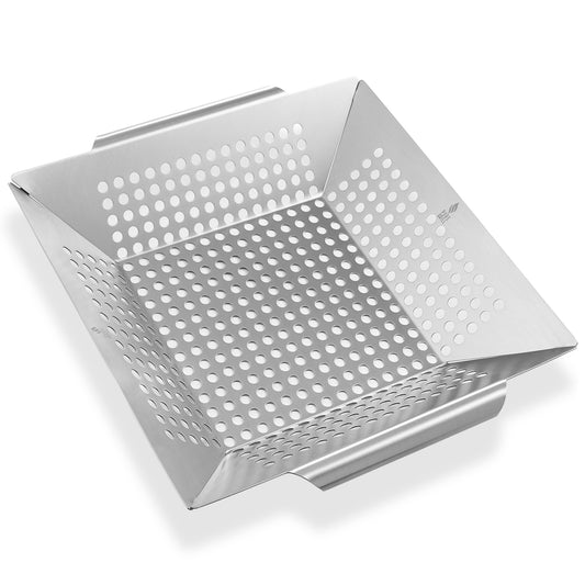Vegetable Grill Basket - Stainless Steel Barbecue Wok Pan Tray for Grilling