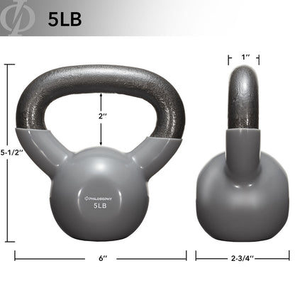 Vinyl Coated Cast Iron Kettlebell, 5 Lbs to 50 Pound Weights