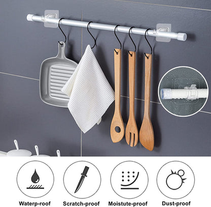 8PCS Nail Free Adjustable Curtain Rod Clip Brackets Self Adhesive Holder Hooks