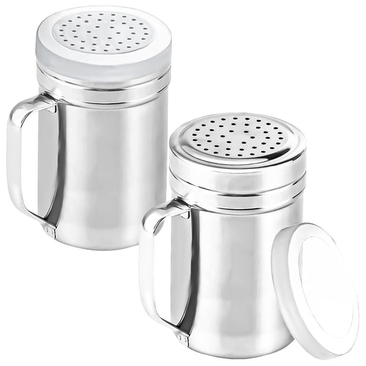 2 Pcs 14Oz Stainless Steel Salt and Pepper Shakers Seasoning Jar with Handle