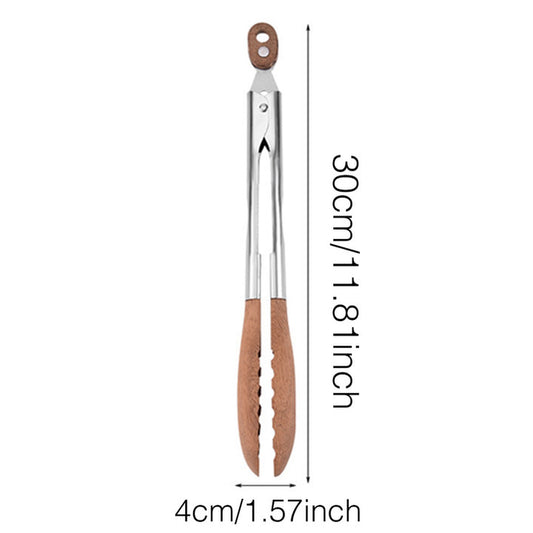 Walnut Wood Kitchen Tongs Food Serving Grill Multi Purpose Cooking Tongs