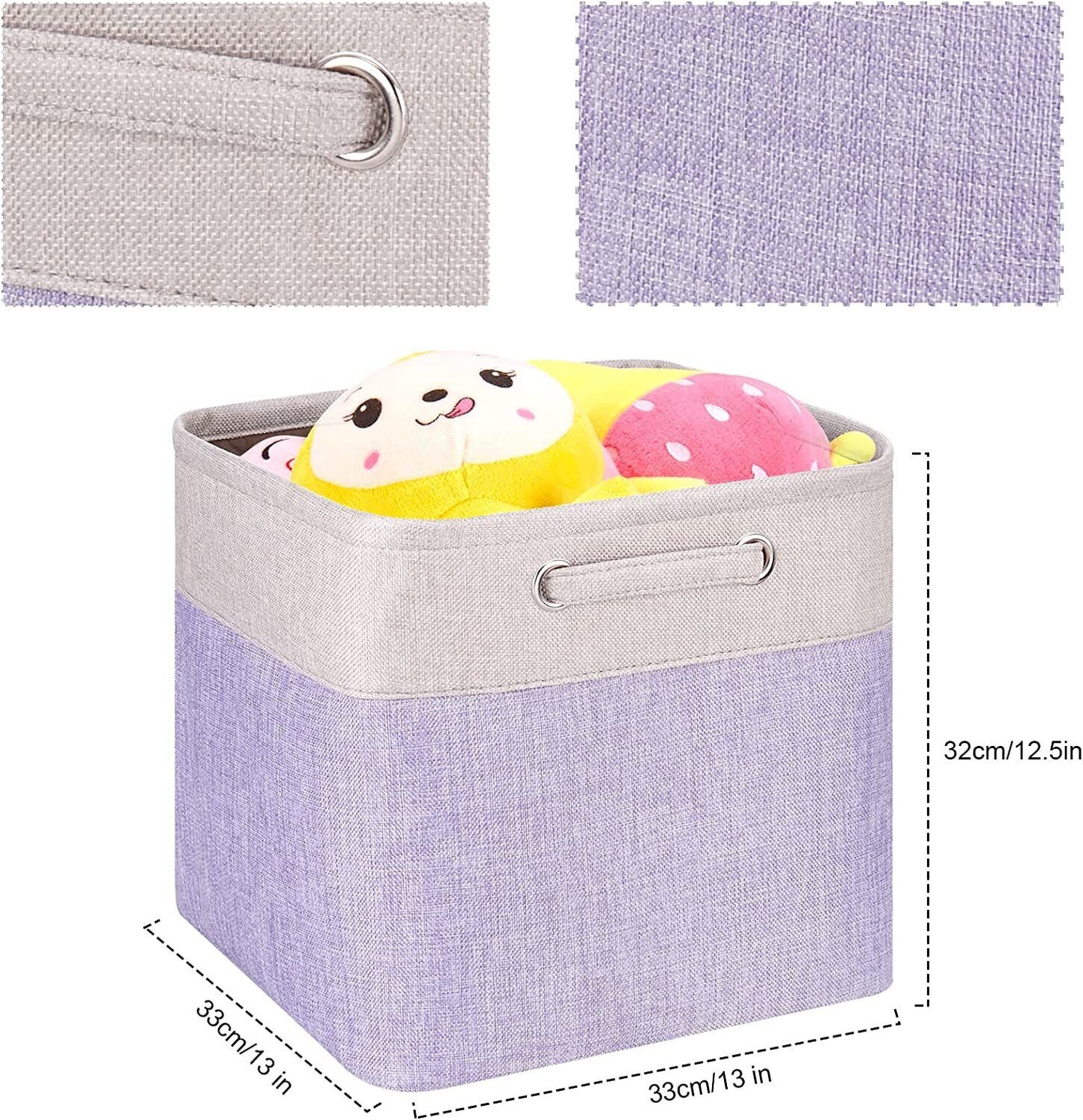 Large Storage Basket Rectangular Fabric Collapsible Organizer Bin Box 13×13×13In