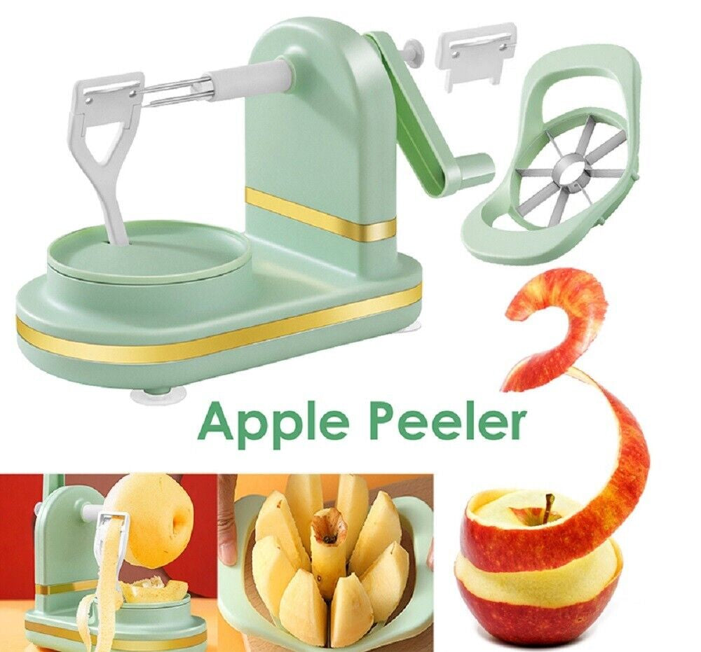 3-in-1 Apple Corer, Peeler & Cutter Hand-Cranked Slicer – Easy Fruit Processing Machine, Snacks & Meal Prep, Suction Kitchen Utensils Peeling Sturdy