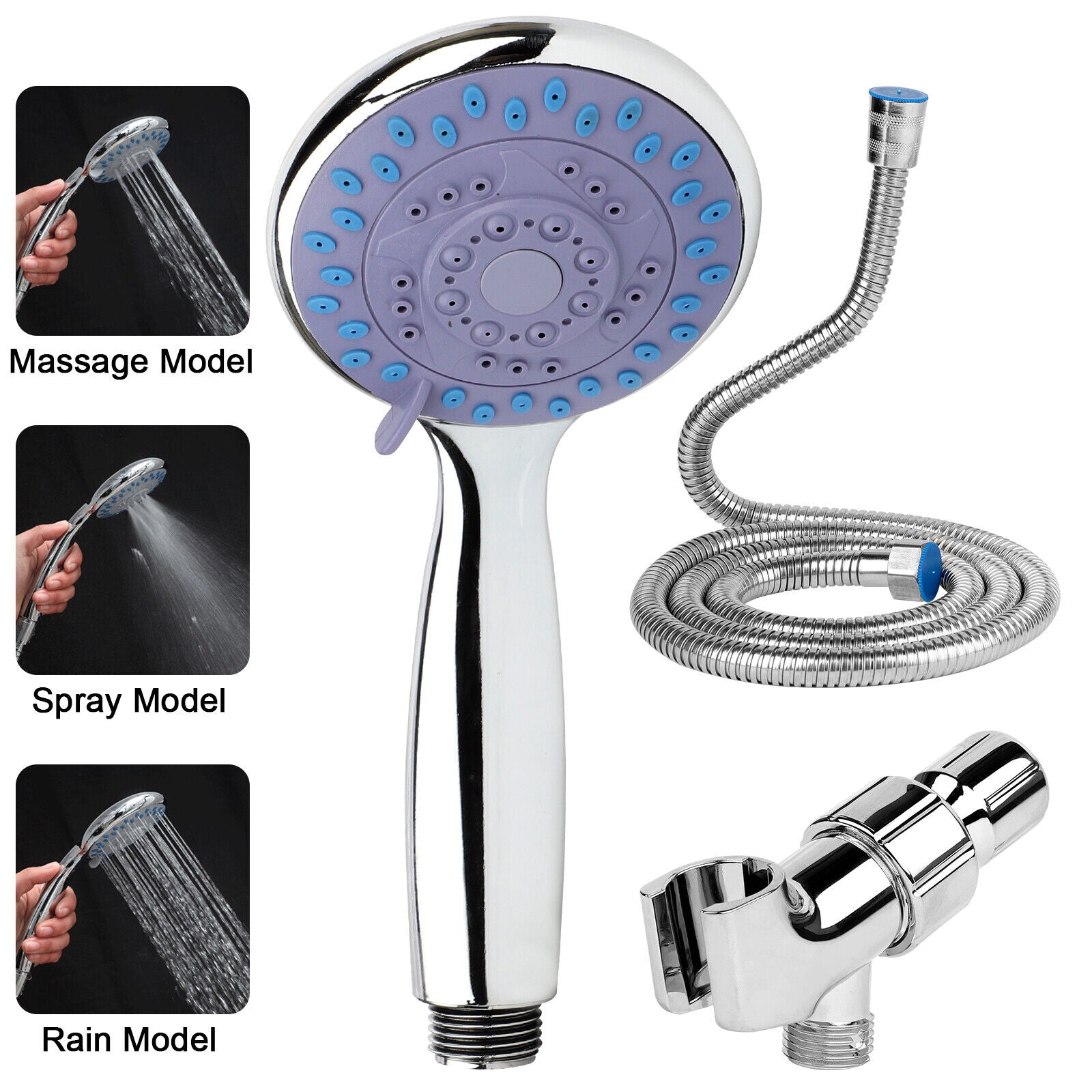 High Pressure 3-Setting Shower Head – Handheld Bathroom Sprayer with Hose | Easy Install, Spa-Like Pressure, TikTok Viral Bathroom Upgrade Must-Have