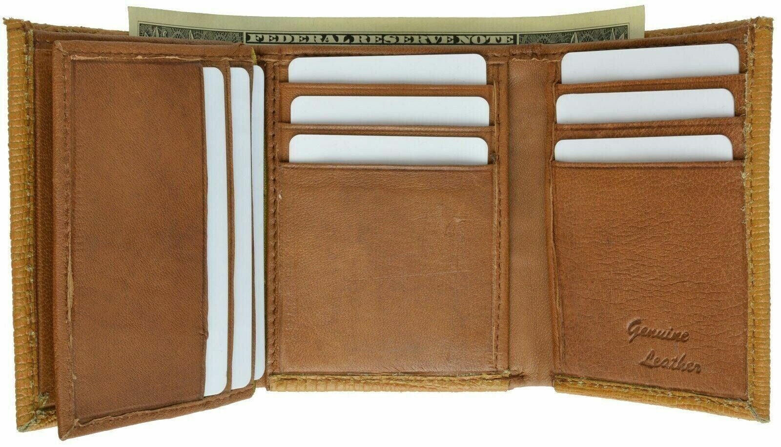 Wallets Mens Crocodile Embossed Credit Card ID Leather Brown Trifold Wallet