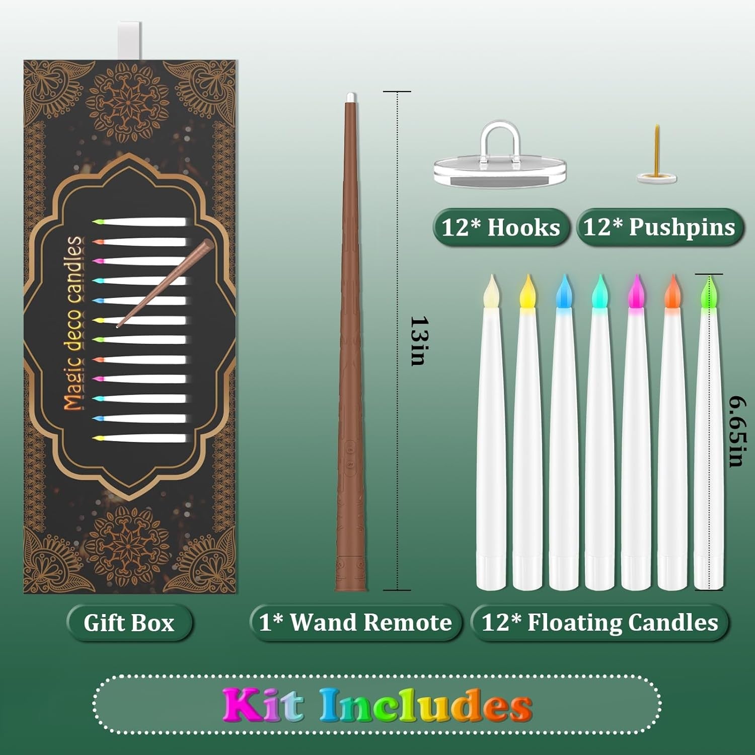 Color Changing Floating Candles with Magic Wand Remote, Holiday Decorations Magi