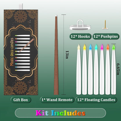 Color Changing Floating Candles with Magic Wand Remote, Holiday Decorations Magi