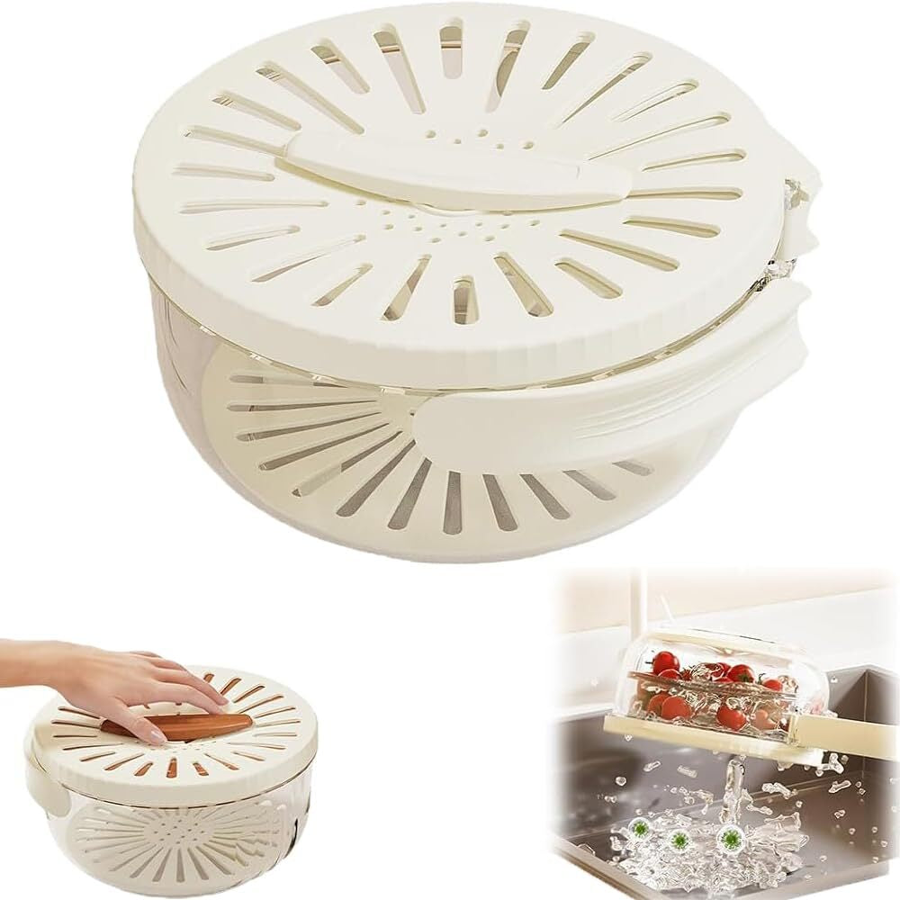 Foldable Colander with Lockable Lid Multifunctiona