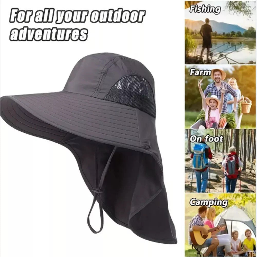 Wide Brim Sun Hat with Neck Flap UV Protection Hiking Fishing Cap Men Women US