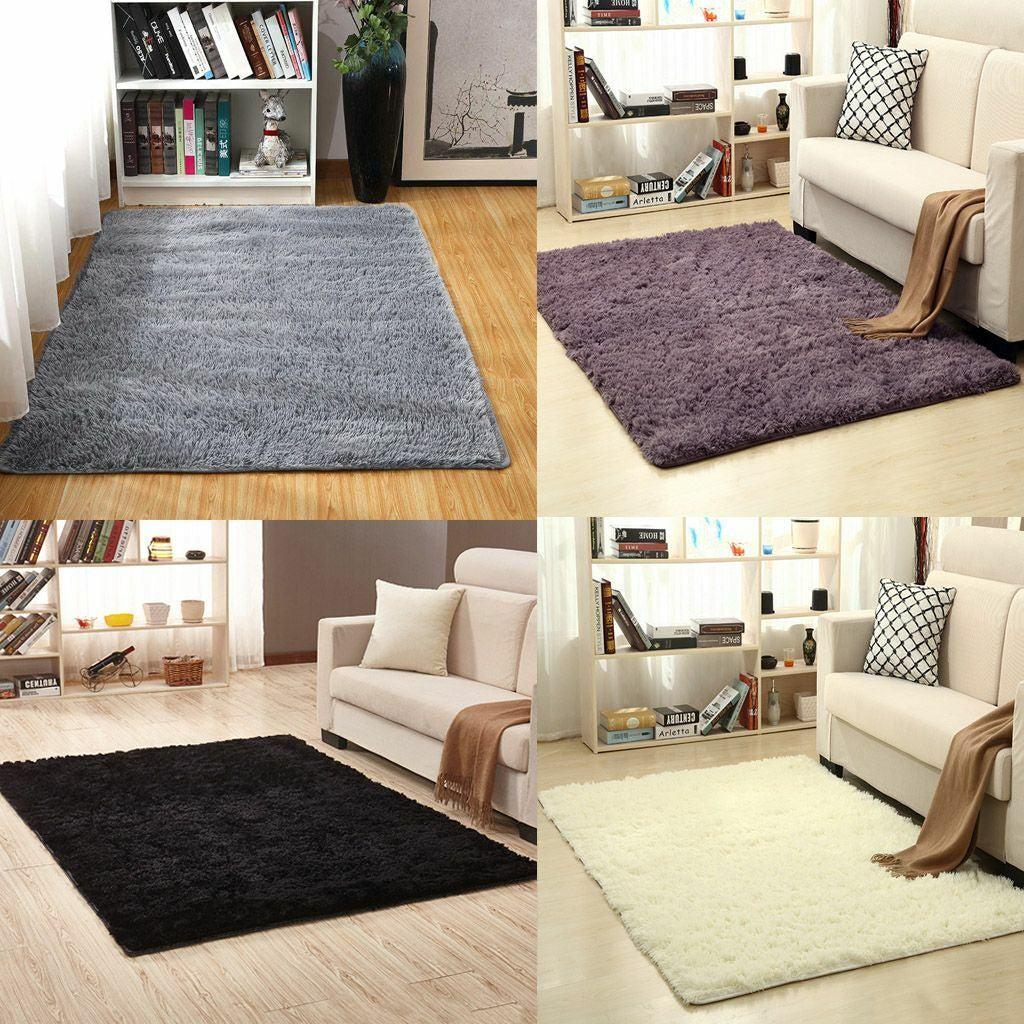 Fluffy Rugs Anti-Skid Shaggy Area Rug Dining Room Carpet Floor Mat Home Bedroom