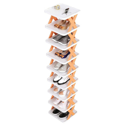 9-Tier Space-Saving Shoe Rack Organizer - Narrow Adjustable DIY Shoe Shelf for Entryway, Closet, or Bedroom, Easy Tool-Free Assembly, Modern Design