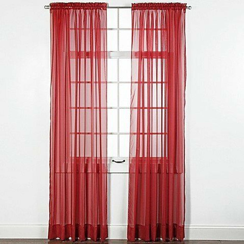 2 Piece Sheer Voile Window Elegance Curtains Drape Treatment 63, 84 Length