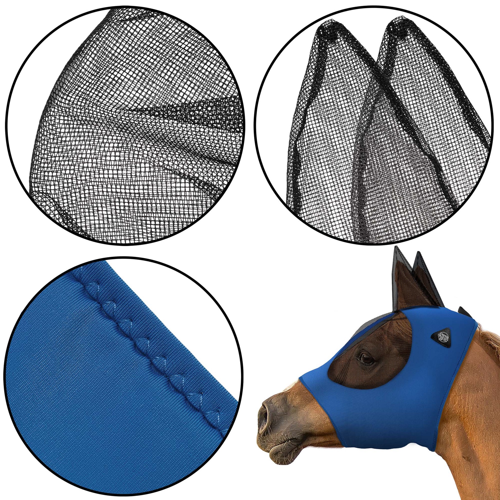 Lycra Horse Fly Mask, Breathable Fabric, Mesh Eyes & Ears, UV Protection