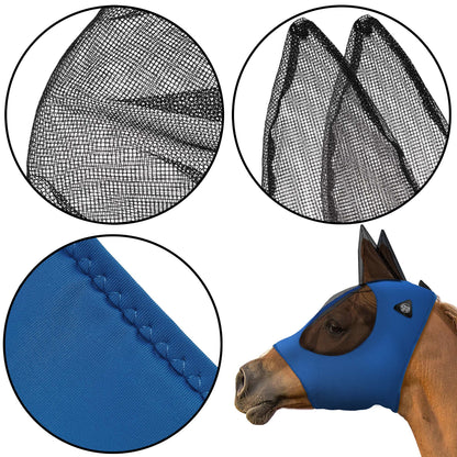 Lycra Horse Fly Mask, Breathable Fabric, Mesh Eyes & Ears, UV Protection