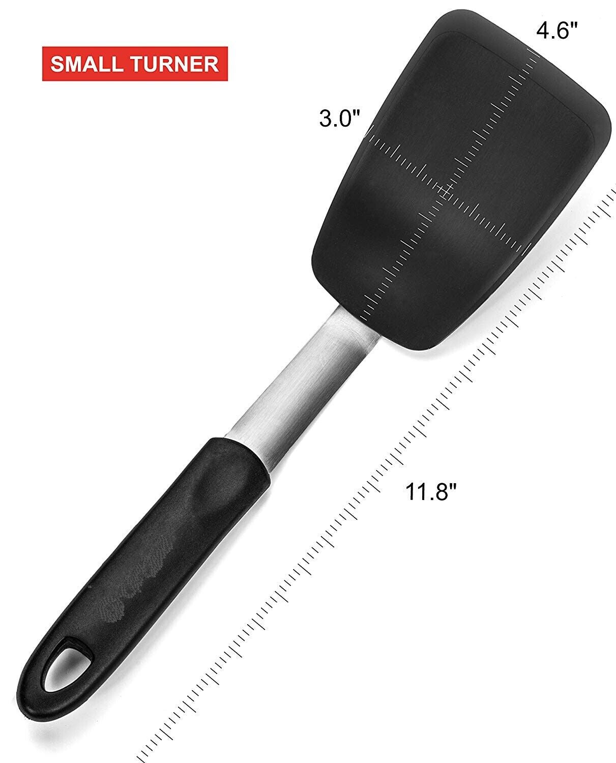 Silicone Spatula Turner - Heat Resistant 440°F, Non-Stick, BPA-Free, Stainless Steel Core, Soft Grip Handle - Perfect for Pancakes, Eggs & Cooking!