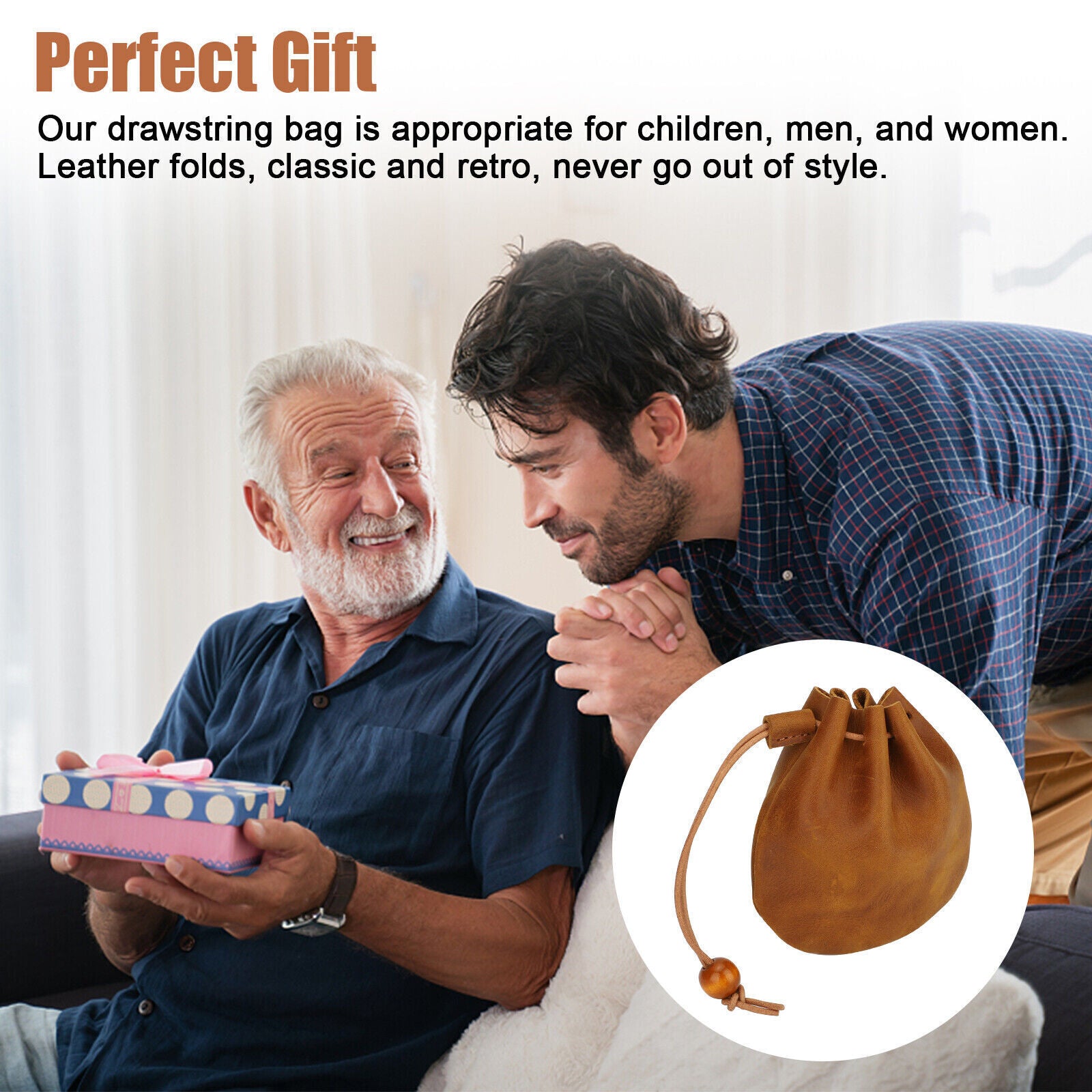 Leather Wallet Coin Pouch Case – Small Drawstring Bag Purse for Men & Women | Compact, Stylish & Durable, TikTok Must-Have for Everyday Use