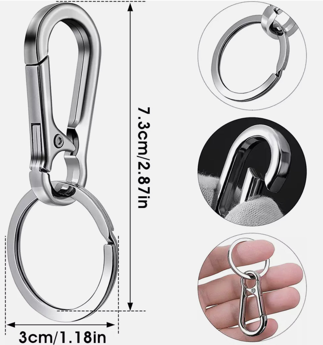 Carabiner Keychain Clip Key Ring Chain Holder – Rust-Free Zinc Alloy, Detachable Ring, Pack of 5/10 – Durable & Stylish Key Holder for Outdoor Use