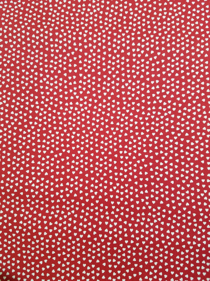 VTG Valentine Heart Fabric FQ Bundle of 6 – Perfect for Valentine's Day Crafts, Quilts, and Sewing Projects, Red & White Heart Patterns & Dots