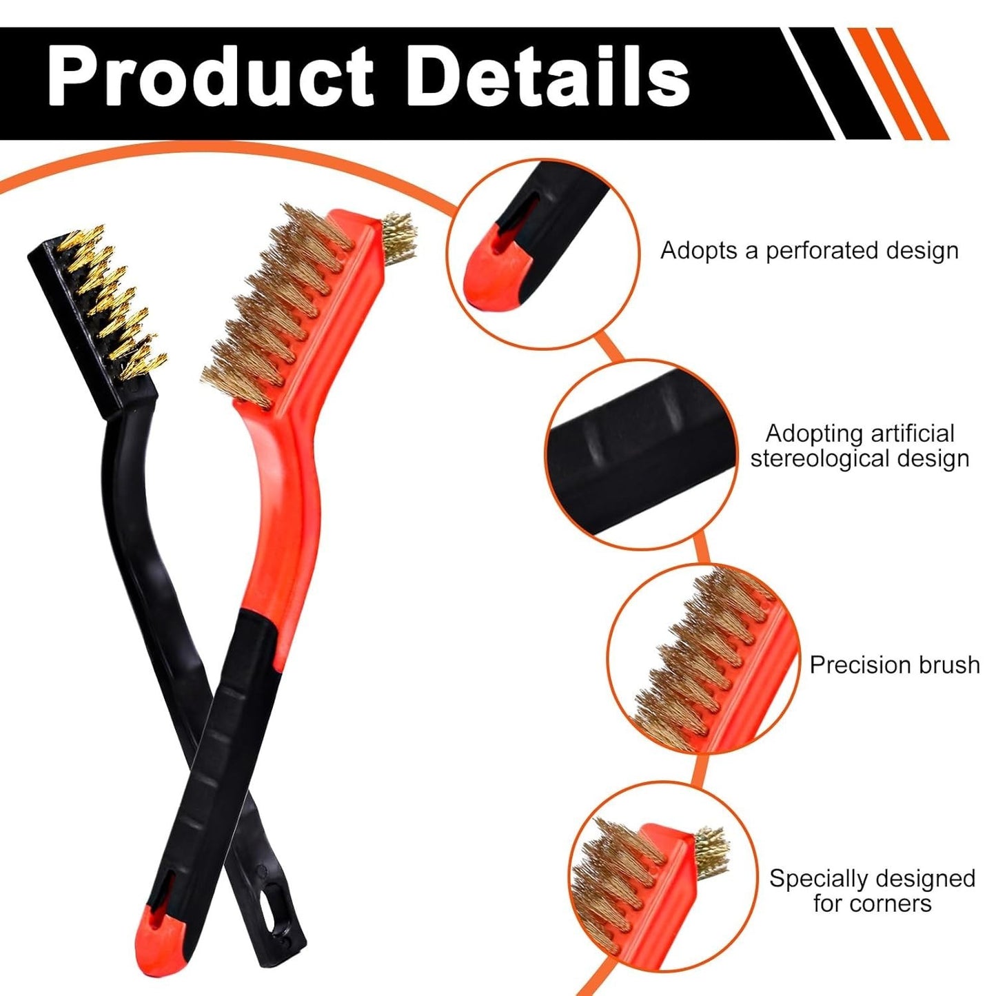 6 Pcs Wire Brushes Set Stainless Steel/Brass/Ny