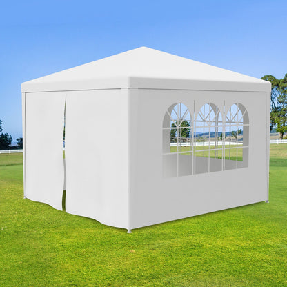 Trending 10'x10' White Party Tent | Outdoor Canopy Gazebo for Weddings, BBQs & Events w/ 4 Removable Walls, Waterproof Cover & Steel Frame