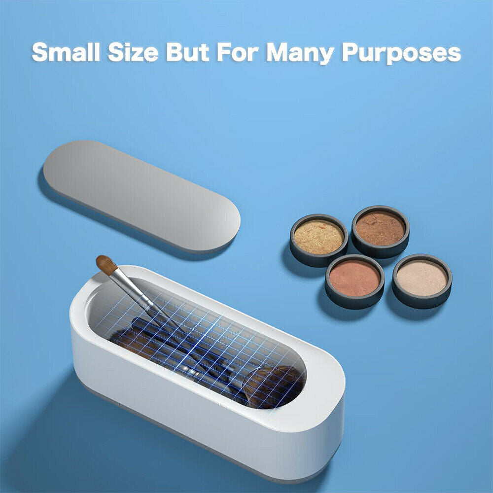 Ultrasonic Cleaner for Jewelry & Glasses – Battery Powered, Quick 5-Minute Clean for Glass & Jewelry, White Plastic Cleaner, Portable & Efficient