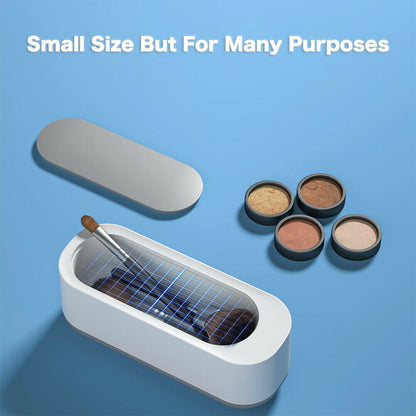 Ultrasonic Cleaner for Jewelry & Glasses – Battery Powered, Quick 5-Minute Clean for Glass & Jewelry, White Plastic Cleaner, Portable & Efficient