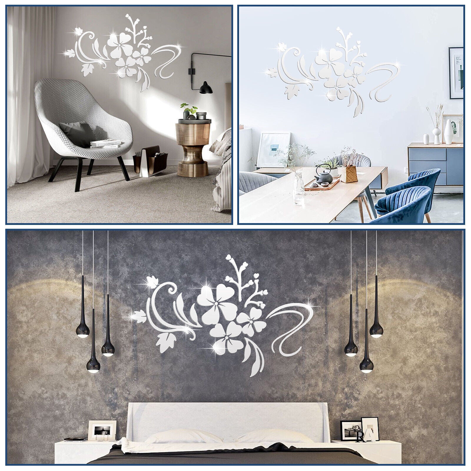 3D Mirror Tree Art Removable Wall Stickers Acrylic Mural Decal Home Room Decor