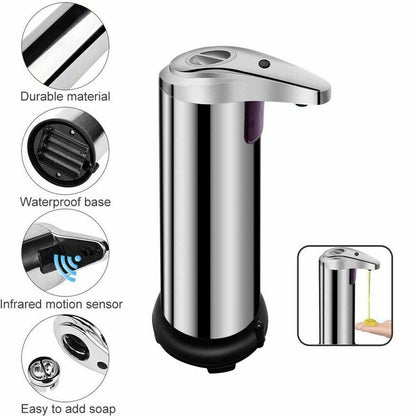 Touchless Soap Dispenser – 250ml Stainless Steel Auto Sensor Pump for Kitchen & Bathroom | Hands-Free Hygiene Must-Have